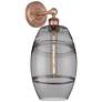 Edison Vaz 12.13" High Antique Copper Sconce With Light Smoke Shade