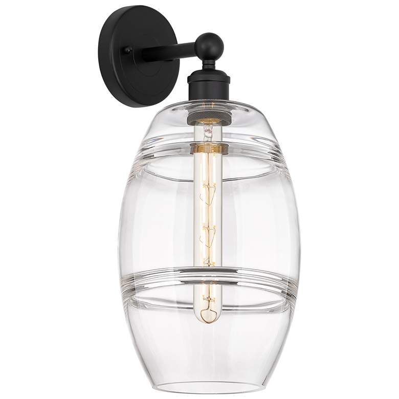 Image 1 Edison Vaz 12.13" High Matte Black Sconce With Clear Shade