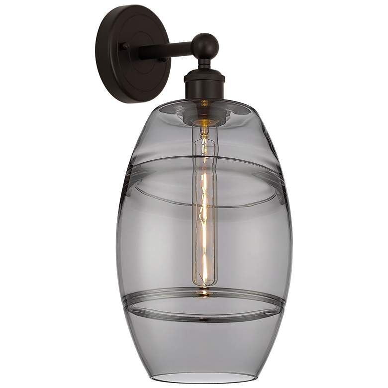 Image 1 Edison Vaz 12.13" High Oil Rubbed Bronze Sconce With Light Smoke Shade