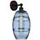 Edison Vaz 12.13" High Oil Rubbed Bronze Sconce With Princess Blue Sha