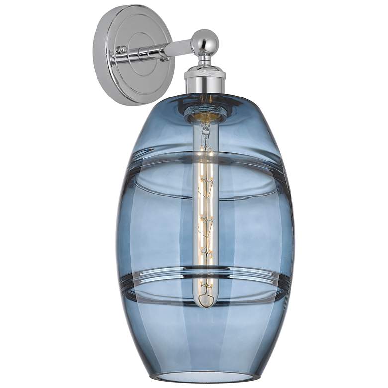 Image 1 Edison Vaz 12.13" High Polished Chrome Sconce With Princess Blue Shade