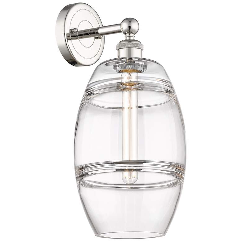 Image 1 Edison Vaz 12.13" High Polished Nickel Sconce With Clear Shade