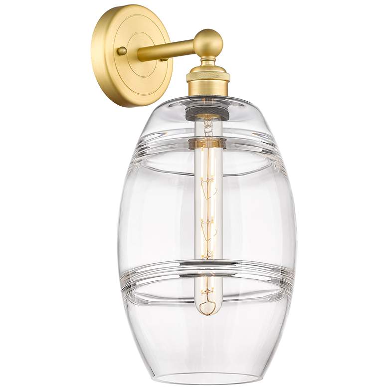 Image 1 Edison Vaz 12.13" High Satin Gold Sconce With Clear Shade