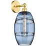 Edison Vaz 12.13" High Satin Gold Sconce With Princess Blue Shade
