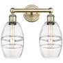 Edison Vaz 14.88" Wide 2 Light Antique Brass Bath Light With Clear Sha