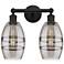 Edison Vaz 14.88" Wide 2 Light Matte Black Bath Light w/ Light Smoke S