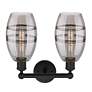 2_Edison Vaz 14.88" Wide 2 Light Matte Black Bath Light w/ Light Smoke S more views