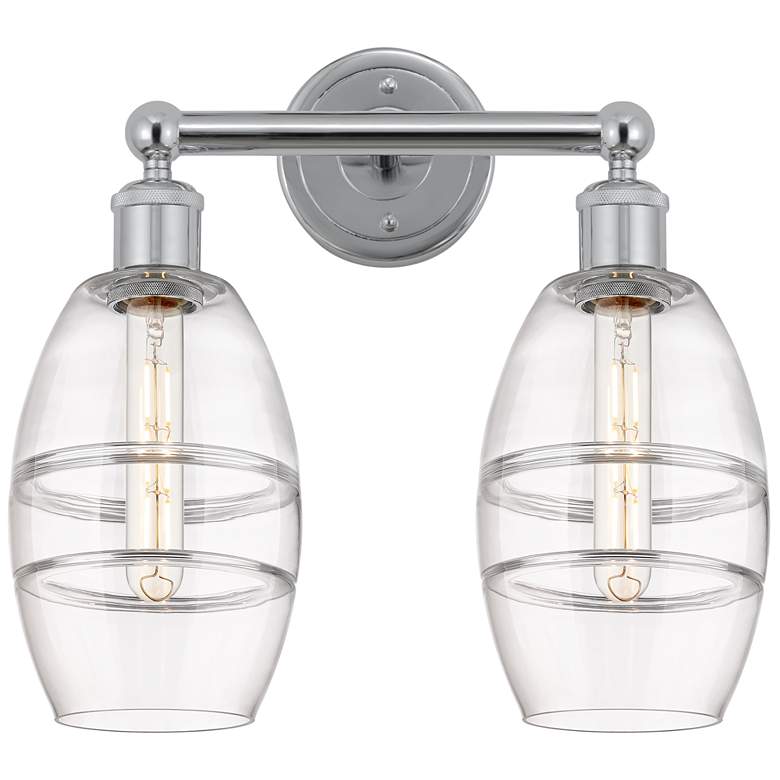 Image 1 Edison Vaz 14.88" Wide 2 Light Polished Chrome Bath Light With Clear S