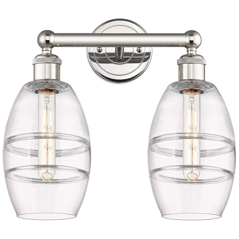 Image 1 Edison Vaz 14.88" Wide 2 Light Polished Nickel Bath Light With Clear S