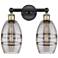 Edison Vaz 14.88"W 2 Light Black Brass Bath Light w/ Light Smoke Shade