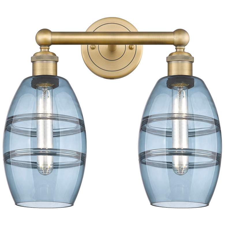 Image 1 Edison Vaz 14.88"W 2 Light Brushed Brass Bath Light w/ Princess Blue S