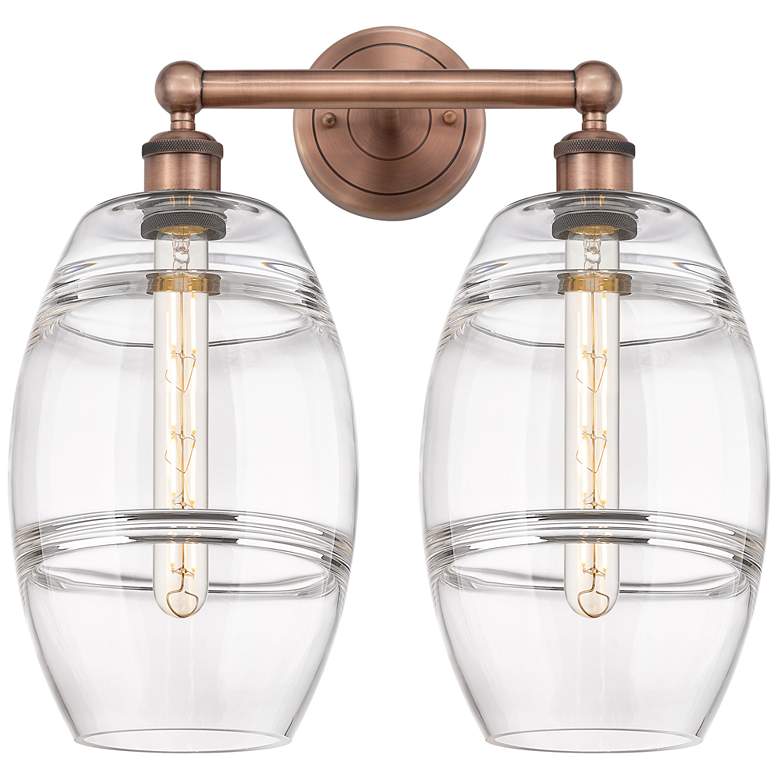 Image 1 Edison Vaz 17" Wide 2 Light Antique Copper Bath Light With Clear Shade