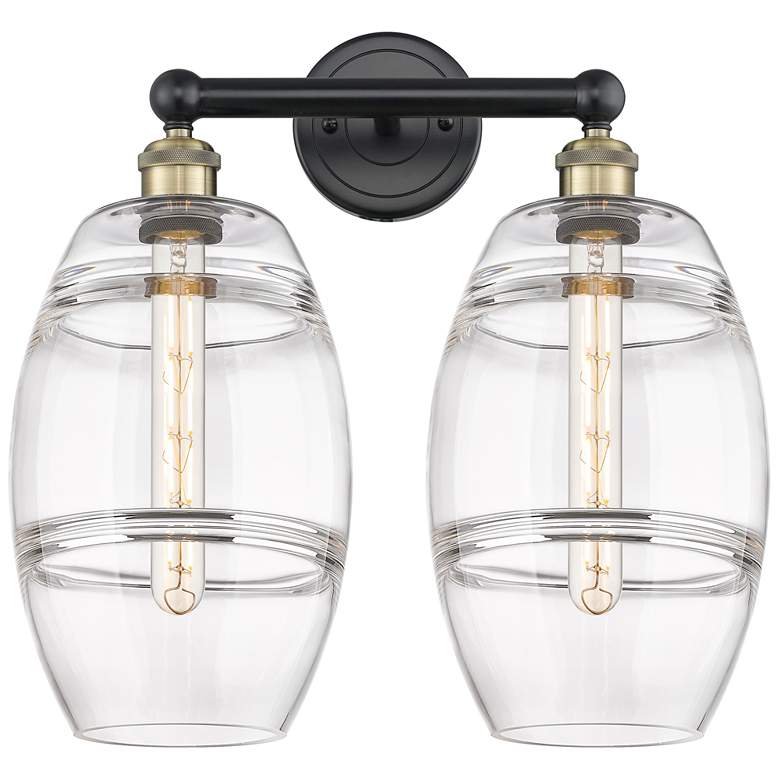 Image 1 Edison Vaz 17" Wide 2 Light Black Antique Brass Bath Light With Clear