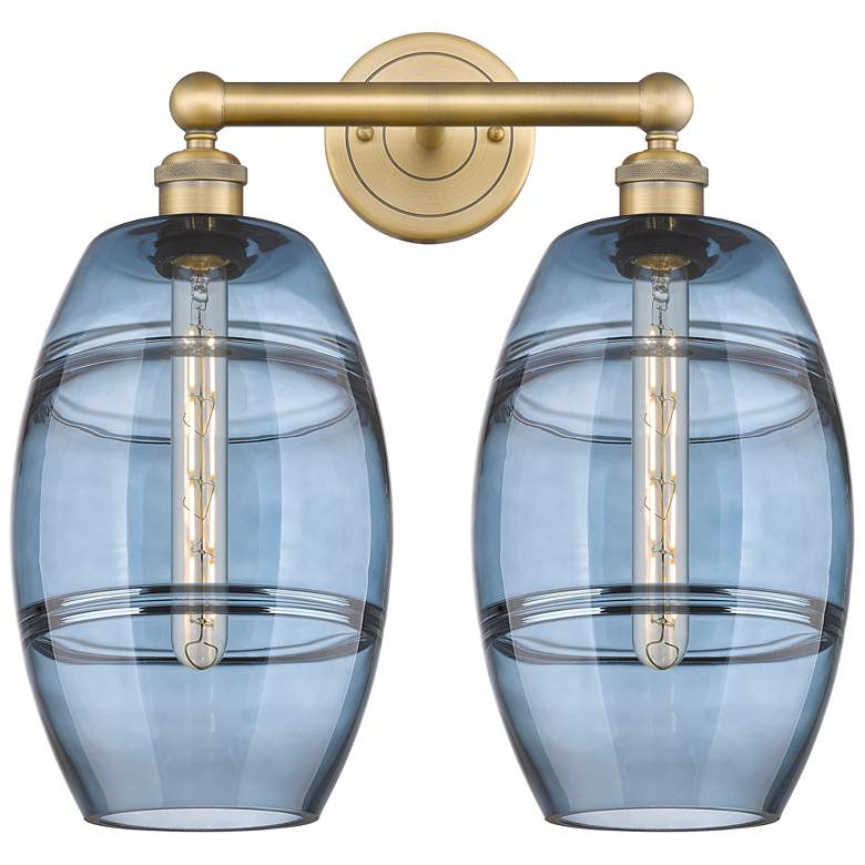 Image 1 Edison Vaz 17" Wide 2 Light Brushed Brass Bath Light w/ Princess Blue
