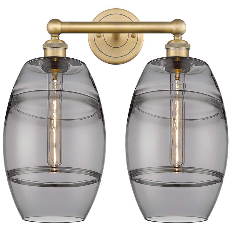 Image 1 Edison Vaz 17" Wide 2 Light Brushed Brass Bath Light With Light Smoke