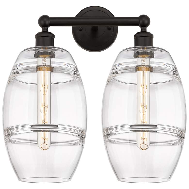Image 1 Edison Vaz 17" Wide 2 Light Oil Rubbed Bronze Bath Light With Clear Sh