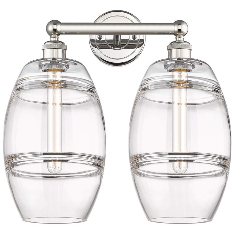 Image 1 Edison Vaz 17" Wide 2 Light Polished Nickel Bath Light With Clear Shad