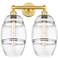 Edison Vaz 17" Wide 2 Light Satin Gold Bath Light With Clear Shade