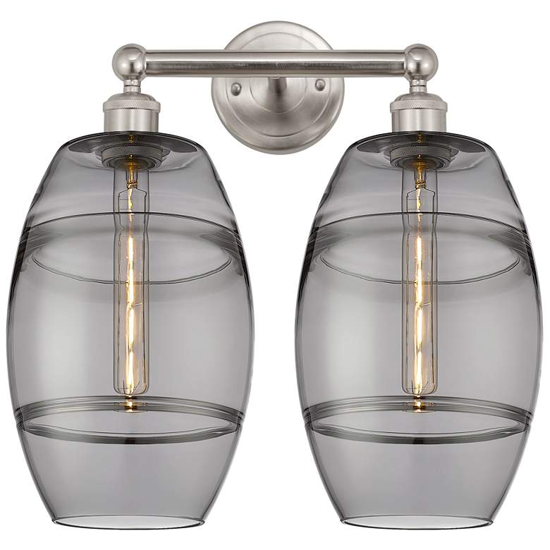 Image 1 Edison Vaz 17" Wide 2 Light Satin Nickel Bath Light With Light Smoke S