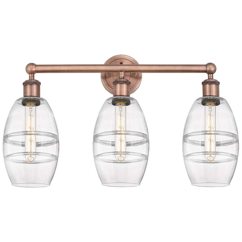 Image 1 Edison Vaz 23.88" Wide 3 Light Antique Copper Bath Light With Clear Sh
