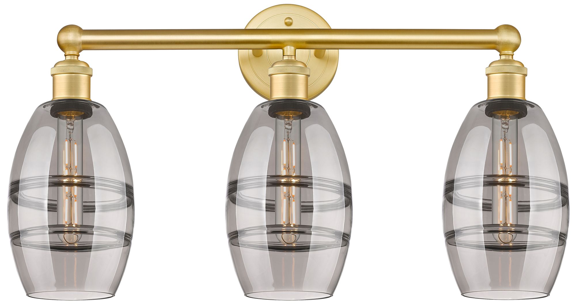 Edison Vaz 23.88" Wide 3 Light Satin Gold Bath Light With Light Smoke