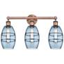Edison Vaz 23.88"W 3 Light Antique Copper Bath Light w/ Princess Blue