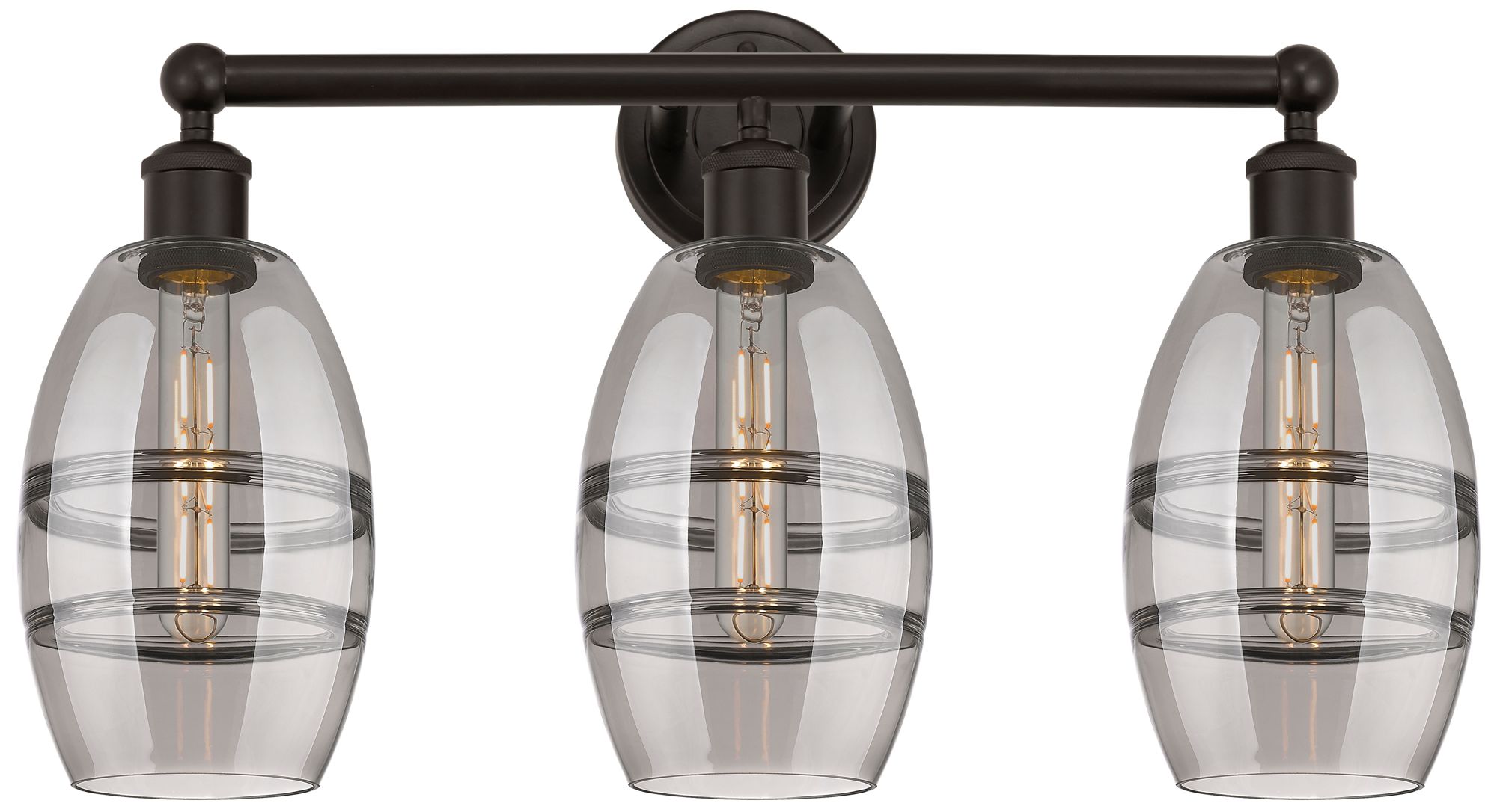 Edison Vaz 23.88"W 3 Light Oiled Bronze Bath Light w/ Light Smoke Shad