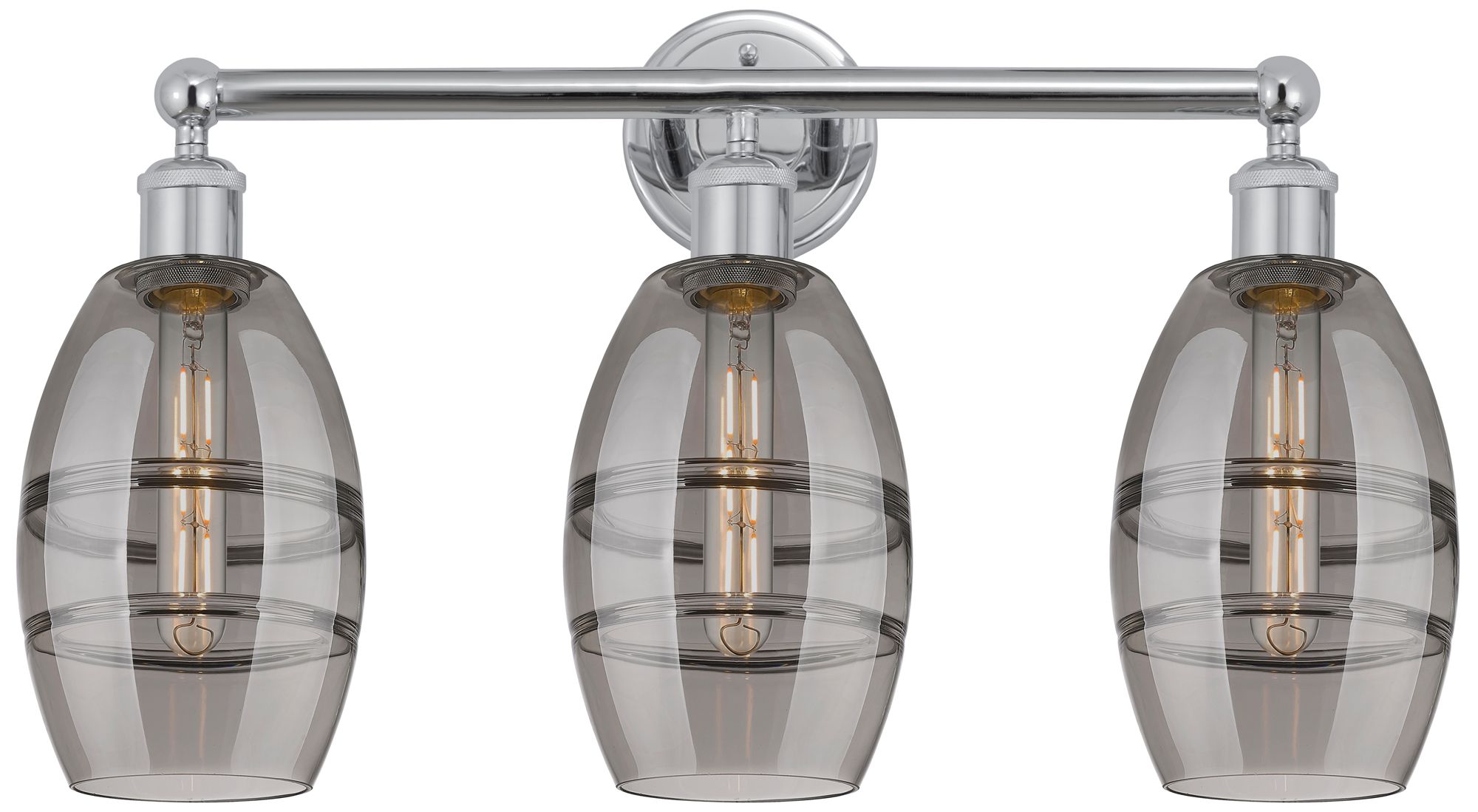 Edison Vaz 23.88"W 3 Light Polished Chrome Bath Light w/ Light Smoke S