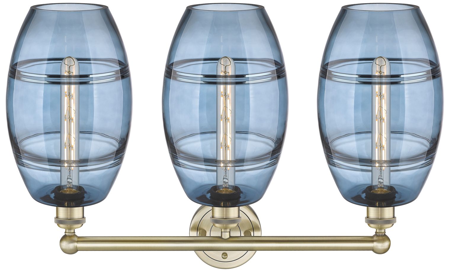 Image 2 Edison Vaz 26" Wide 3 Light Antique Brass Bath Light w/ Princess Blue  more views