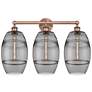 Edison Vaz 26" Wide 3 Light Antique Copper Bath Light w/ Light Smoke S