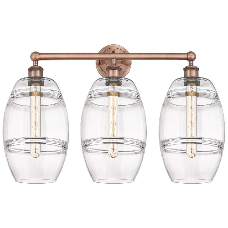 Image 1 Edison Vaz 26" Wide 3 Light Antique Copper Bath Light With Clear Shade