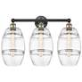 Edison Vaz 26" Wide 3 Light Black Antique Brass Bath Light With Clear