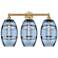 Edison Vaz 26" Wide 3 Light Brushed Brass Bath Light w/ Princess Blue