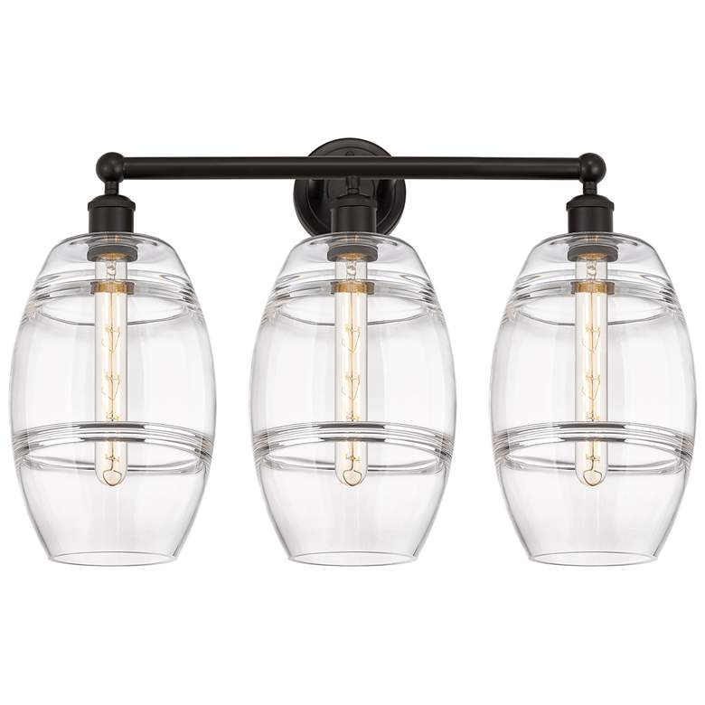 Image 1 Edison Vaz 26" Wide 3 Light Oil Rubbed Bronze Bath Light With Clear Sh