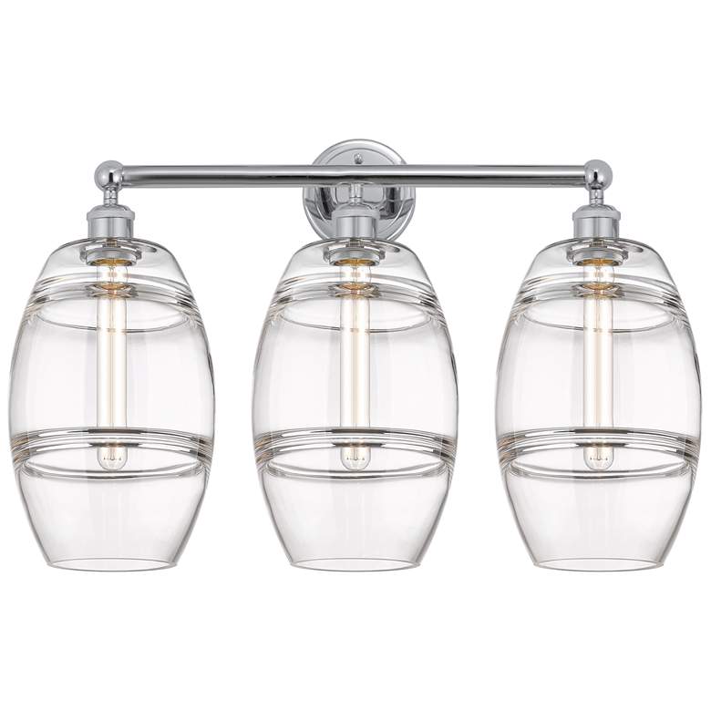 Image 1 Edison Vaz 26" Wide 3 Light Polished Chrome Bath Light With Clear Shad