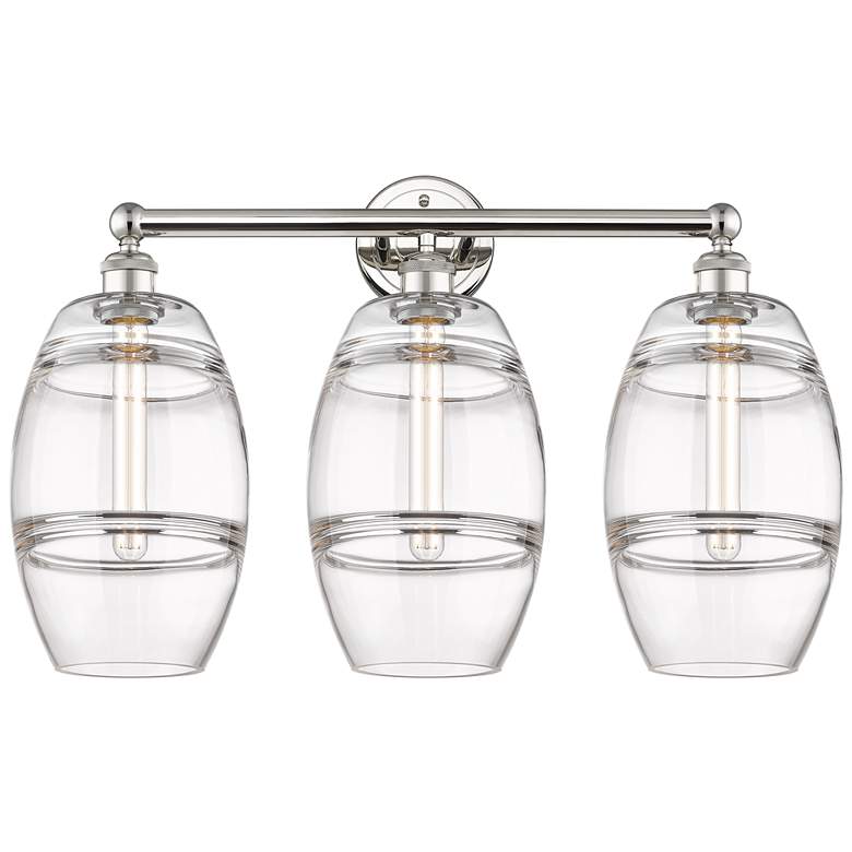 Image 1 Edison Vaz 26" Wide 3 Light Polished Nickel Bath Light With Clear Shad