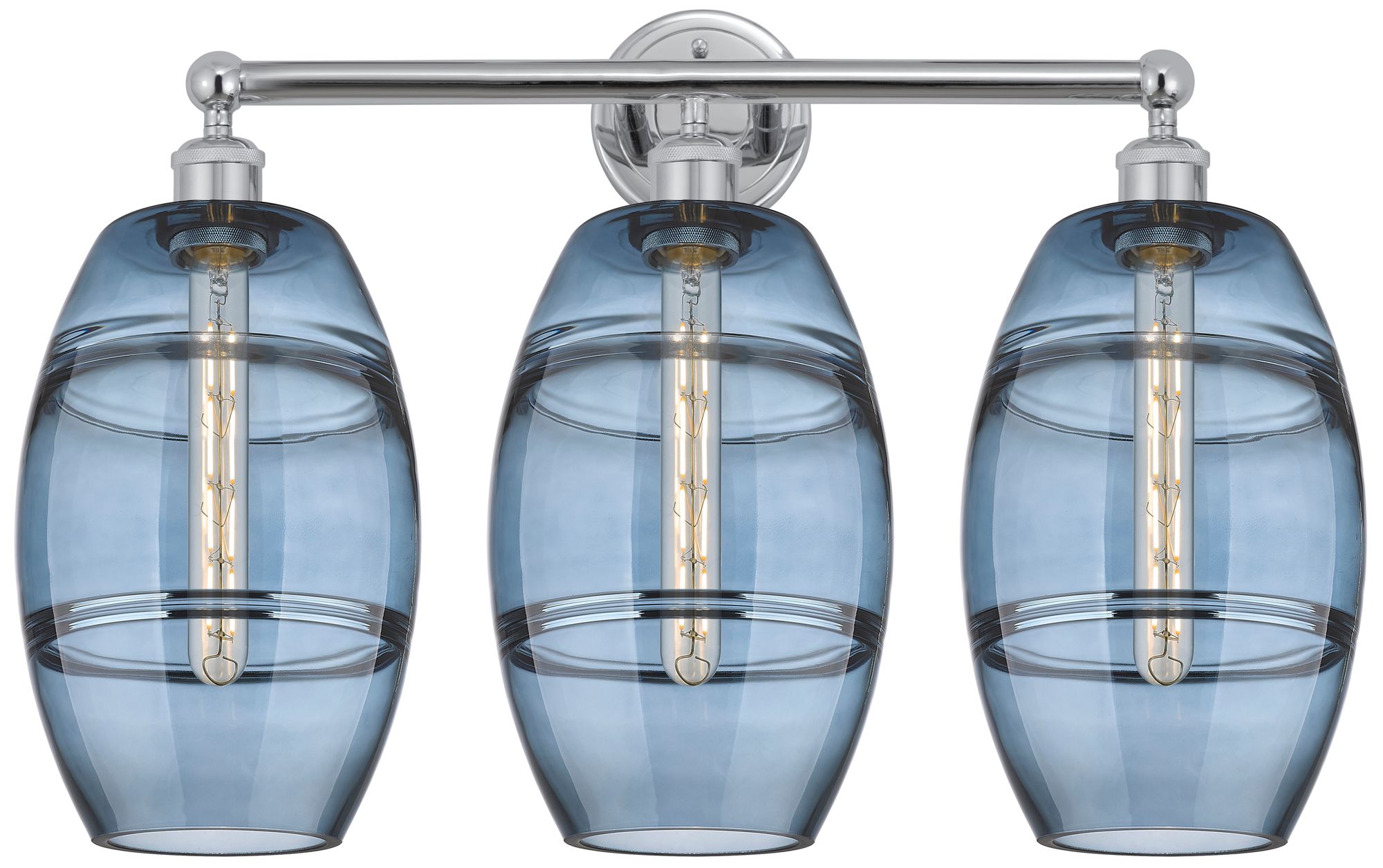 Edison Vaz 26"W 3 Light Polished Chrome Bath Light w/ Princess Blue Sh