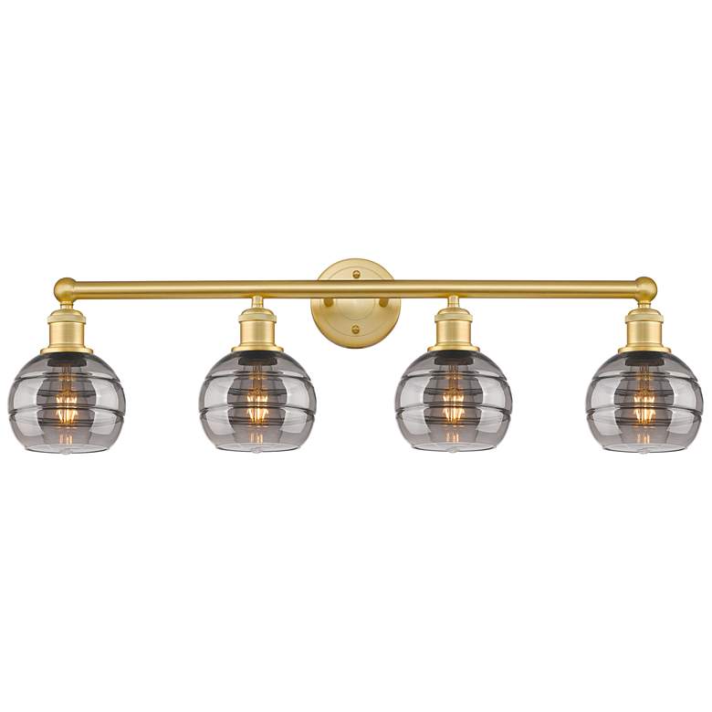 Image 1 Edison Vaz 32.88" Wide 4-Light Matte Black Bath Vanity Light w/ Clear