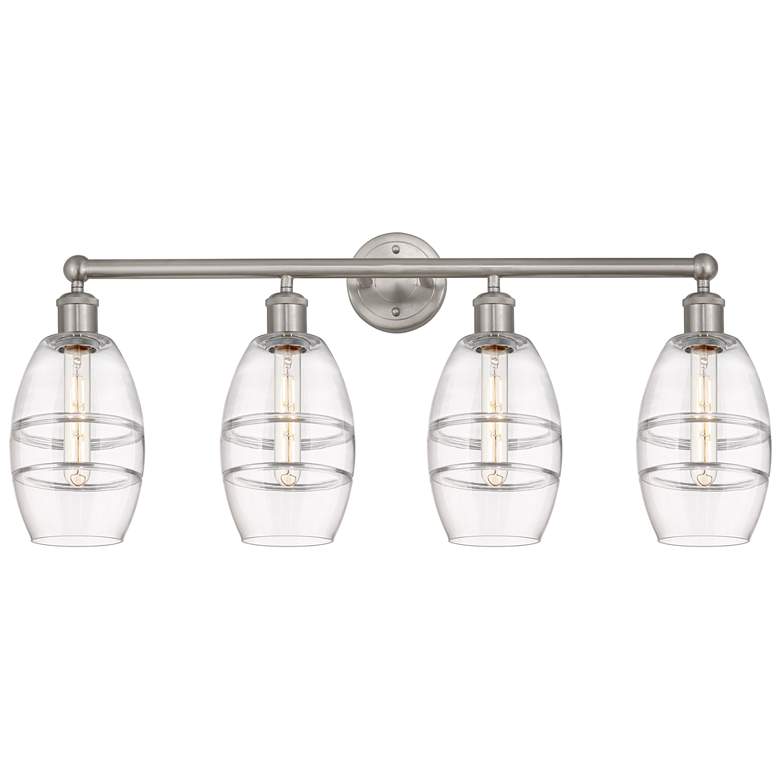 Image 1 Edison Vaz 32.88" Wide 4-Light Satin Gold Bath Vanity Light w/ Clear S