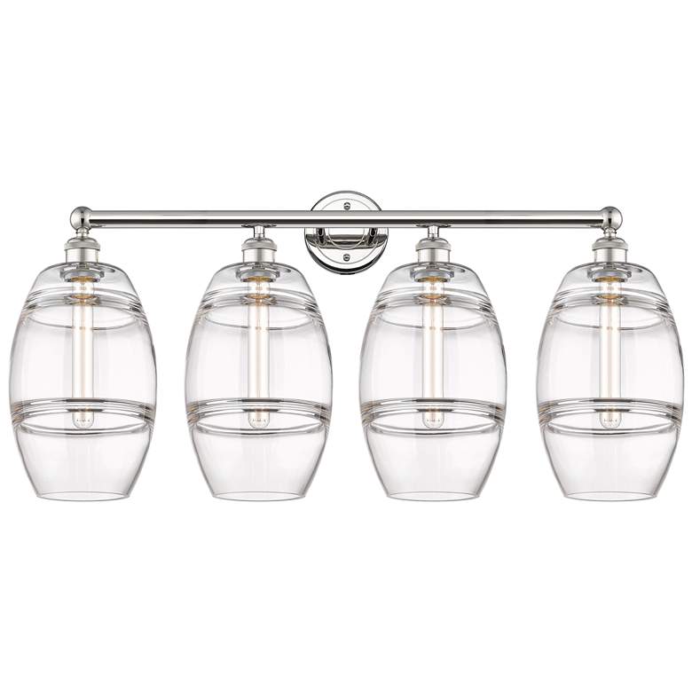 Image 1 Edison Vaz 32.88"W 4-Light Black Brass Bath Vanity Light w/ Blue Shade