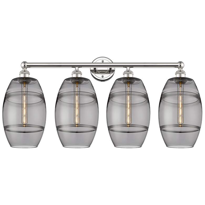 Image 1 Edison Vaz 32.88"W 4-Light Black Brass Bath Vanity Light w/ Clear Shad