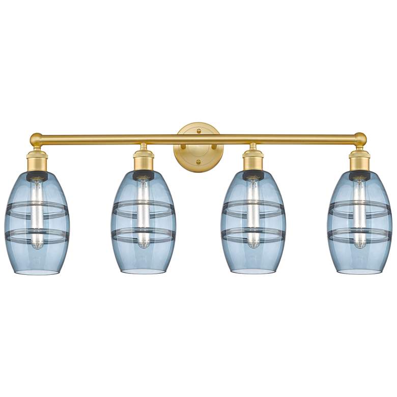 Image 1 Edison Vaz 35" Wide 4-Light Matte Black Bath Vanity Light With Clear S