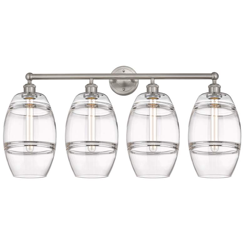 Image 1 Edison Vaz 35" Wide 4-Light Satin Gold Bath Vanity Light With Clear Sh