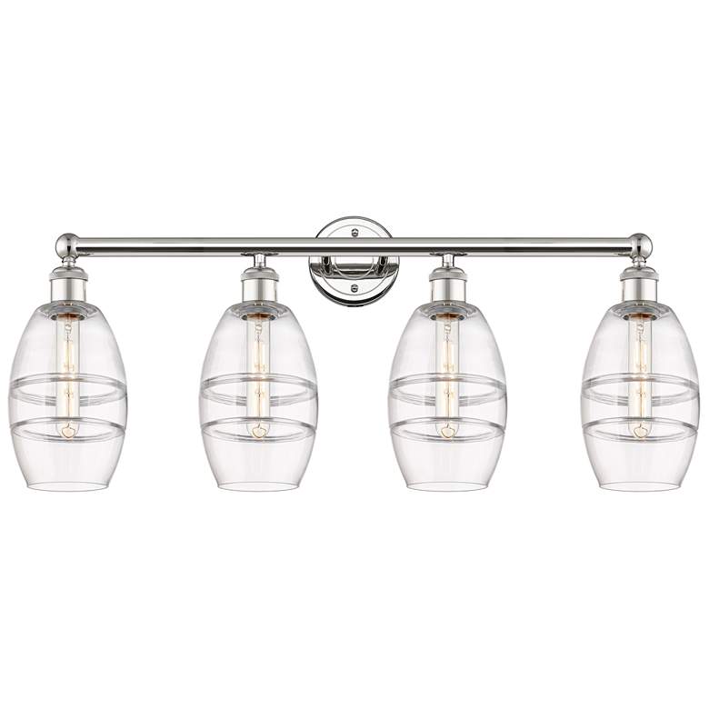 Image 1 Edison Vaz 35"W 4-Light Antique Copper Bath Vanity Light w/ Blue Shade