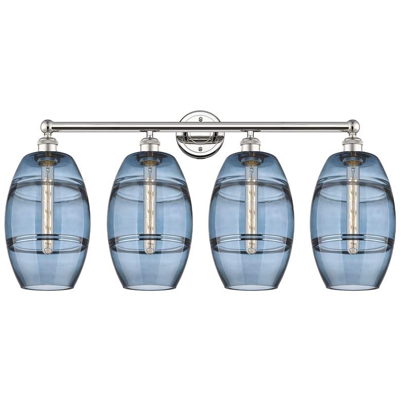 Image 1 Edison Vaz 35"W 4-Light Copper Bath Vanity Light w/ Light Smoke Shade