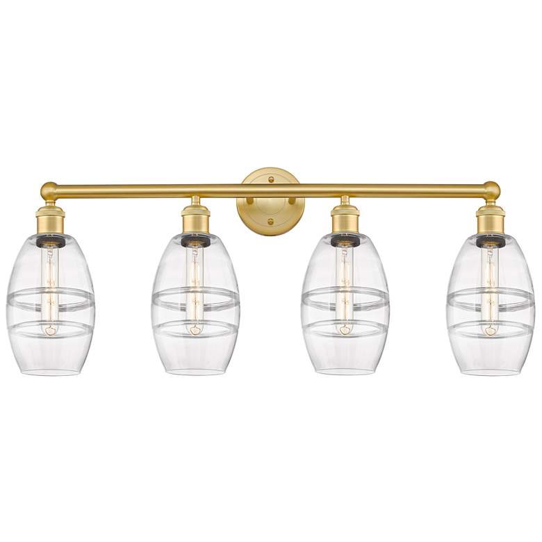 Image 1 Edison Vaz 35"W 4-Light Matte Black Bath Vanity Light w/ Light Smoke S