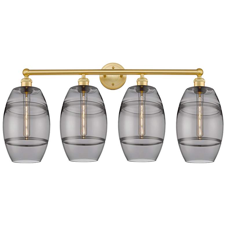 Image 1 Edison Vaz 35"W 4-Light Oil Rubbed Bronze Bath Vanity Light