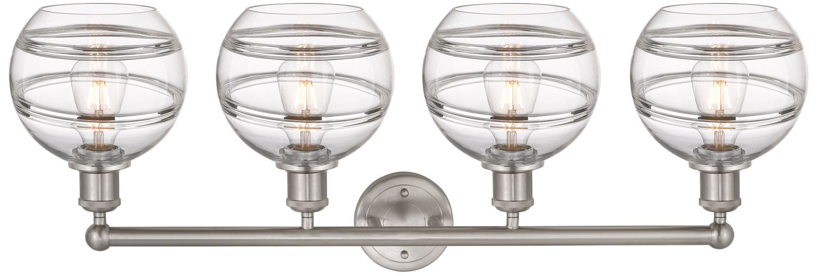 Image 2 Edison Vaz 35"W 4-Light Polished Nickel Bath Vanity Light w/ Clear Sha more views