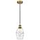 Edison Vaz 5.88" Wide Brushed Brass Cord Hung Mini Pendant With Clear
