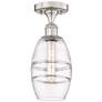 Edison Vaz 5.88" Wide Brushed Satin Nickel Semi-Flush Mount w/ Clear S